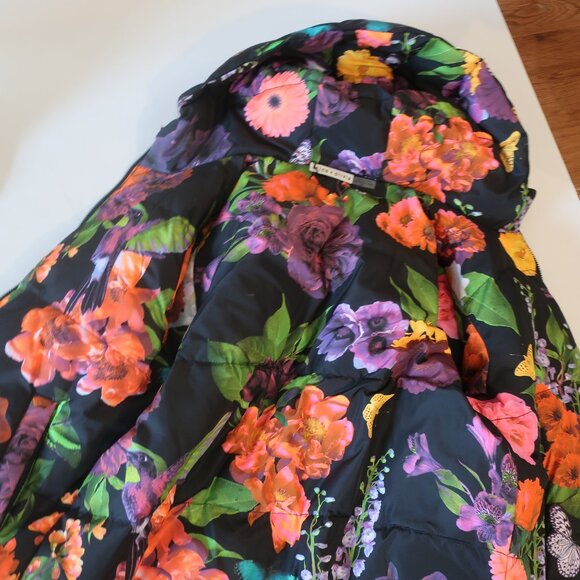 Alice + Olivia Durham Mult Butterfly Floral Down Reversible Puffer Jacket Coat S - Picture 13 of 14